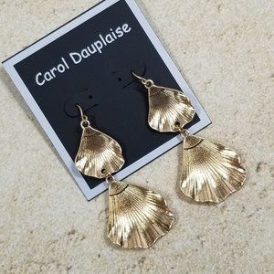 Carol Dauplaise Gold Tone Shell Earrings - NWT